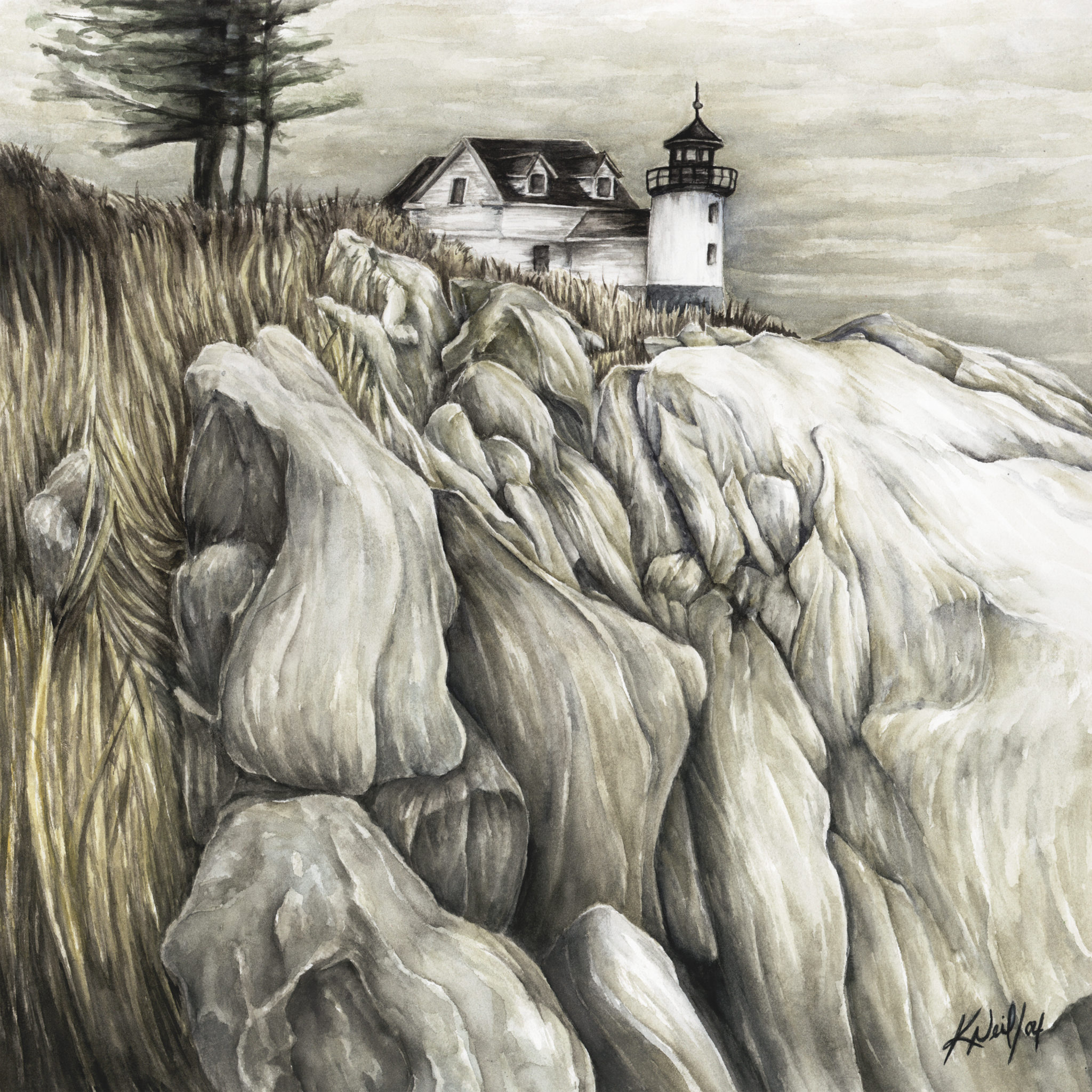 Bass Harbor Head Lighthouse, watercolour, 2004