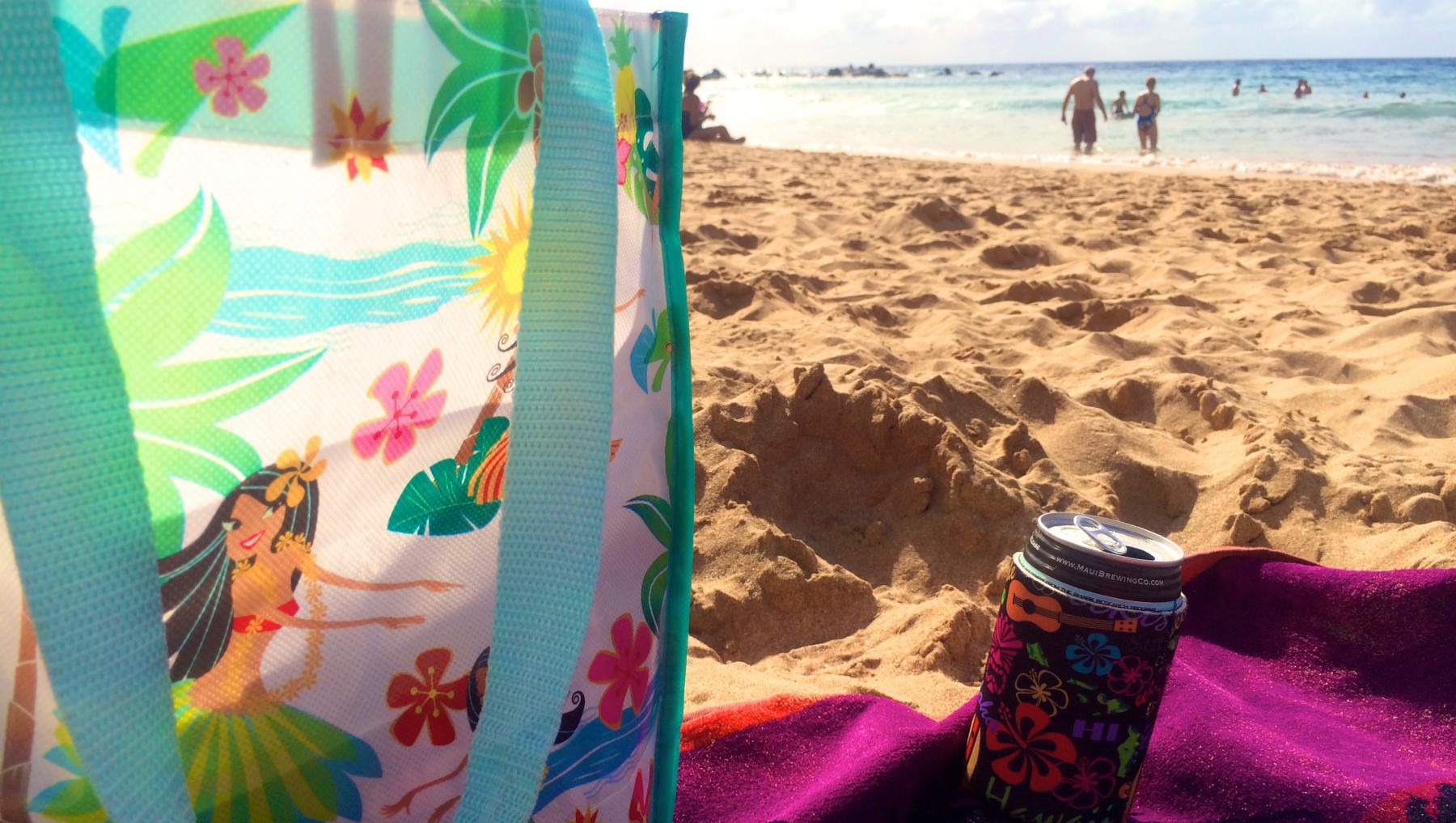 ABC bag with my ABC beer koozie and my Costco towel.